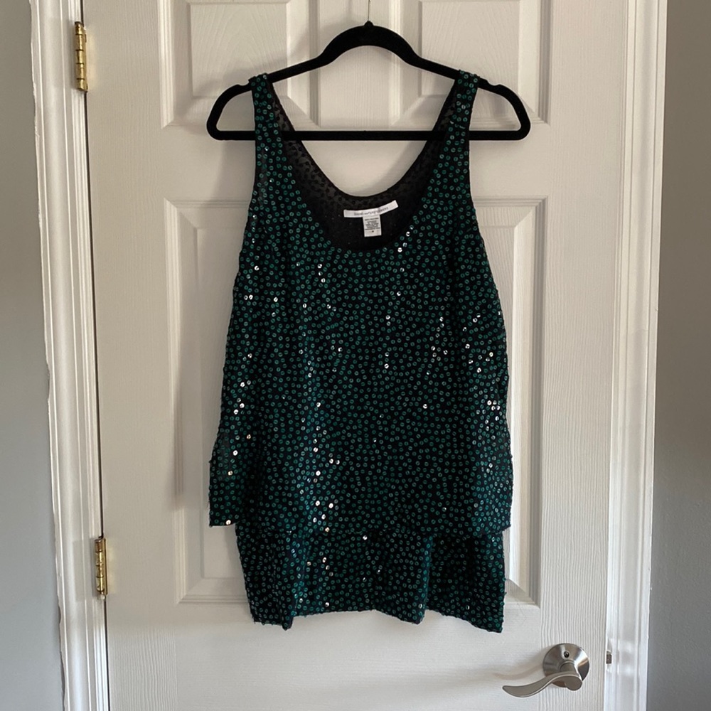 Green sequin tank top